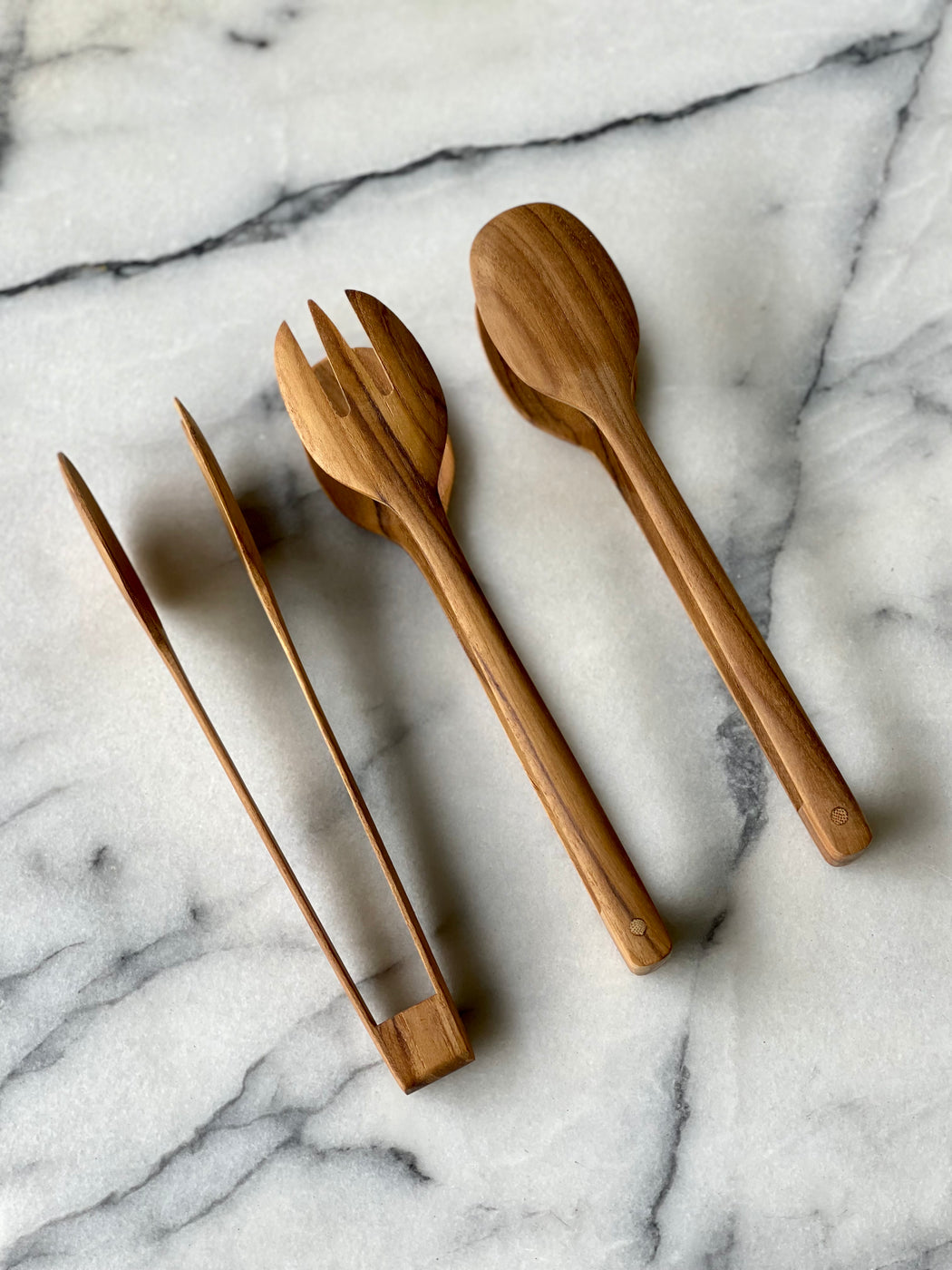 01 Teakwood Salad Servers I Petit