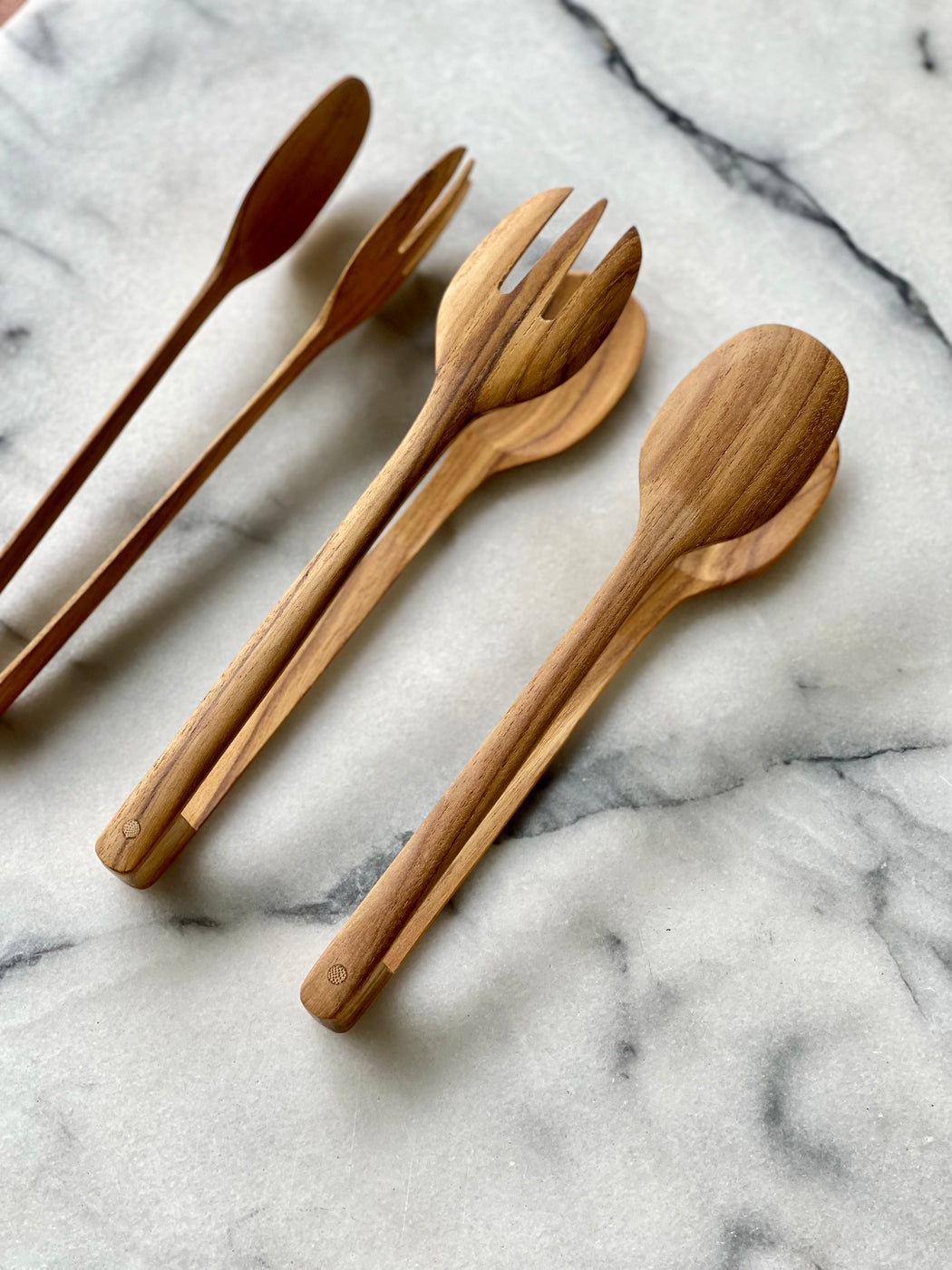 01 Teakwood Salad Servers I Petit