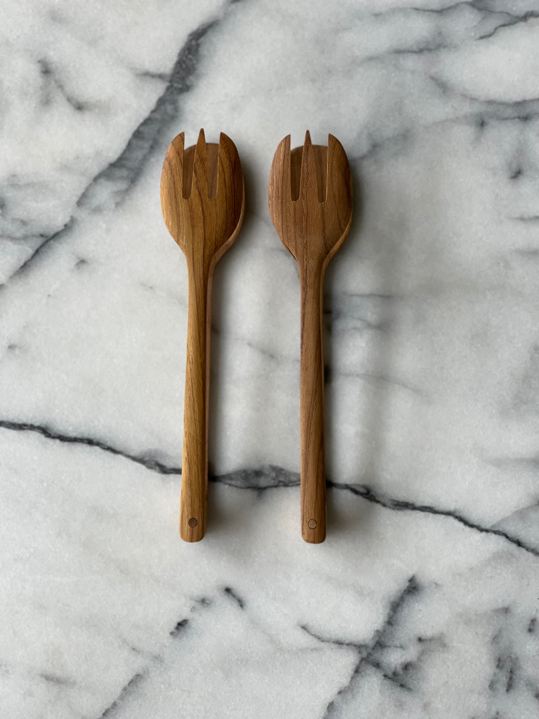 01 Teakwood Salad Servers I Petit