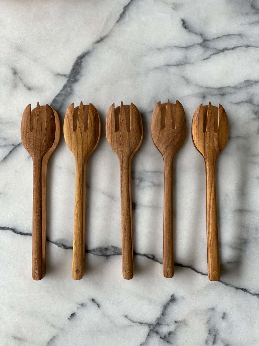 01 Teakwood Salad Servers I Petit